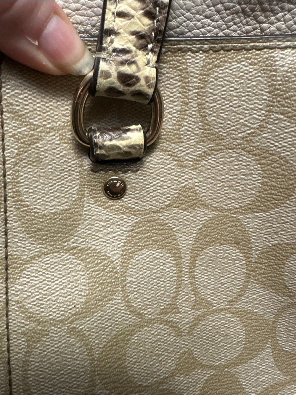 Coach Marian Tote Beige & White Sig Canvas with Snake-Print Handles/w wallet inc - Picture 6 of 16